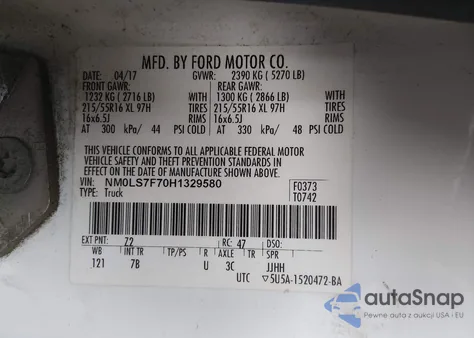 2017 Ford Transit Connect Xlt из США, поврежденный, VIN NM0LS7F70H1329580